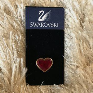 Swarovski pink crystal heart and gold pin brooch